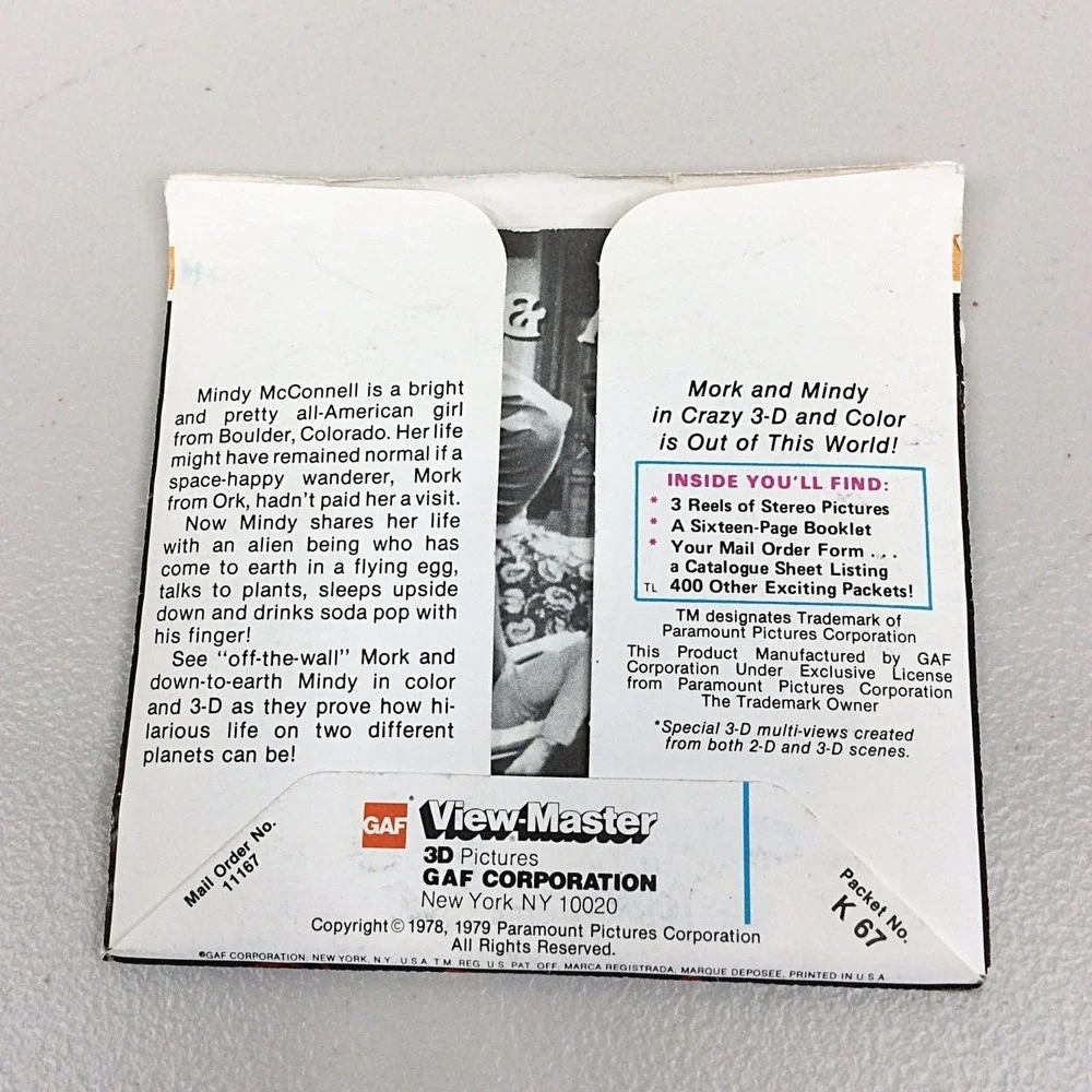 Vintage 1979 GAF View Master Mork & Mindy 3 Reel Set K67